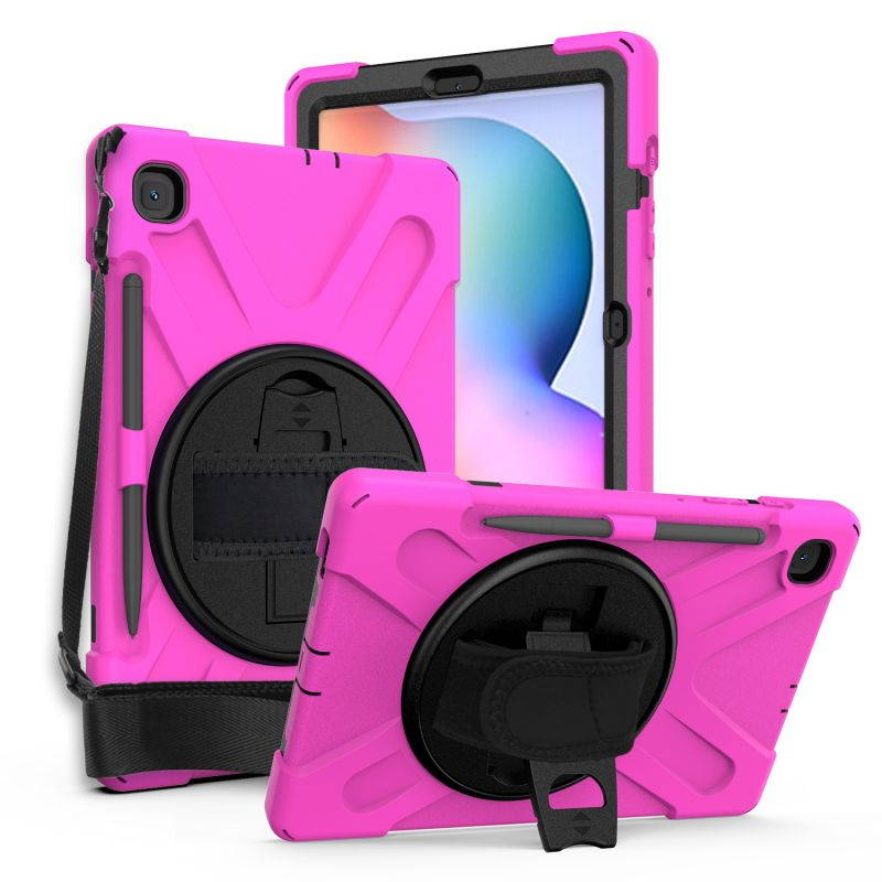 Galaxy Tab S6 LITE 10.4 P610 Case Cover, Heavy Duty Shield, Kickstand, Handstrap, Carrying Shoulderstrap Sling For Samsung Galaxy Tab S6 Lite 10.4 P610 [Hot Pink]