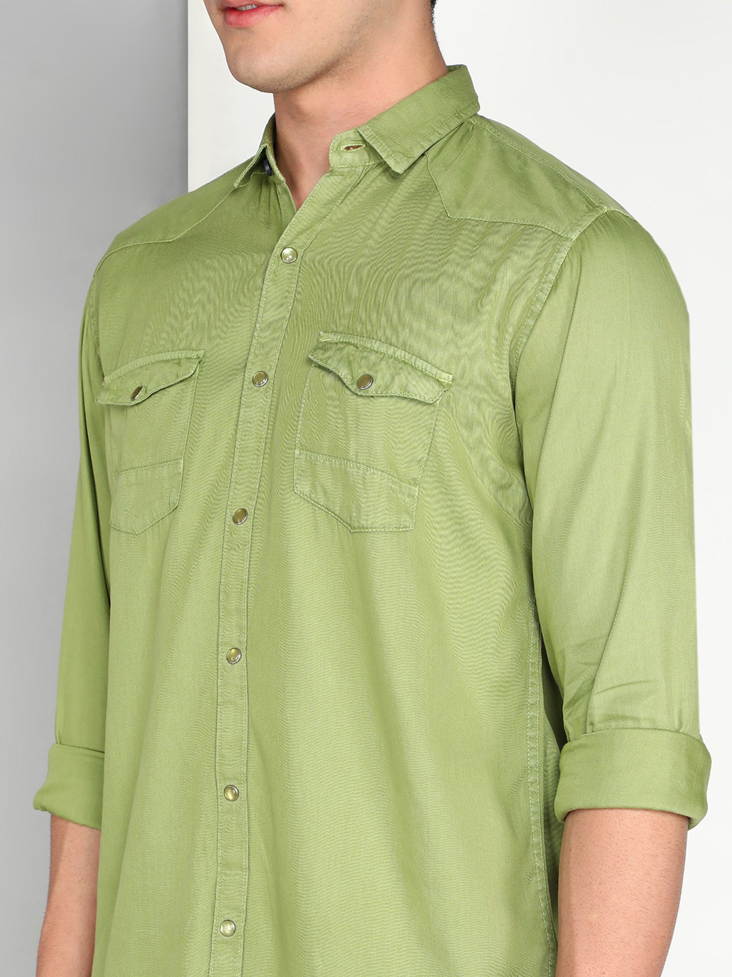 Kuons Avenue Green Slim Fit Shirt