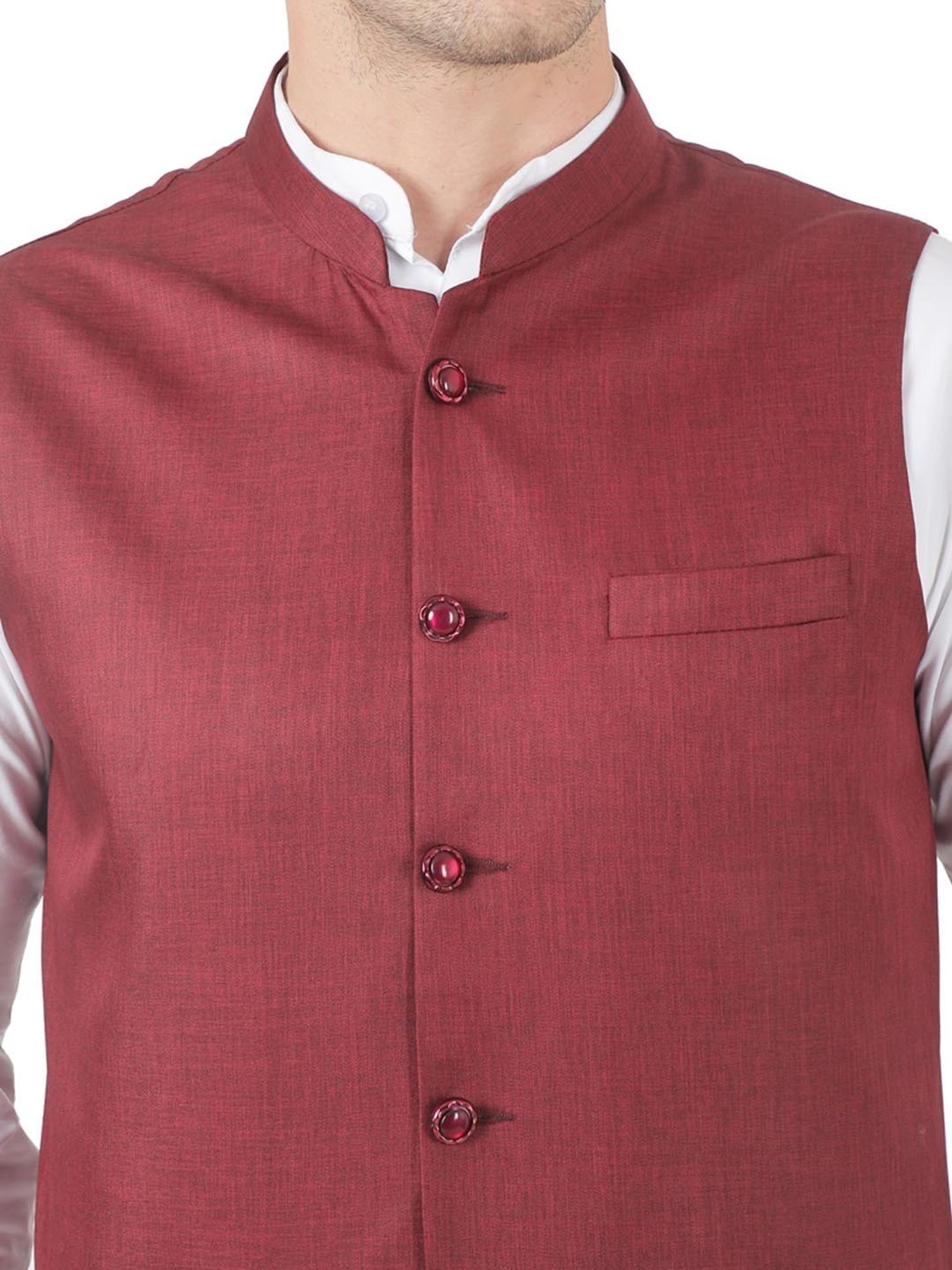 TAHVO Red  Slim Fit Nehru Jacket