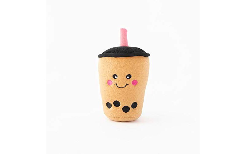 ZippyPaws - NomNomz, Plush Squeaker Dog Toy for the Foodie Pup - Boba Milk Tea