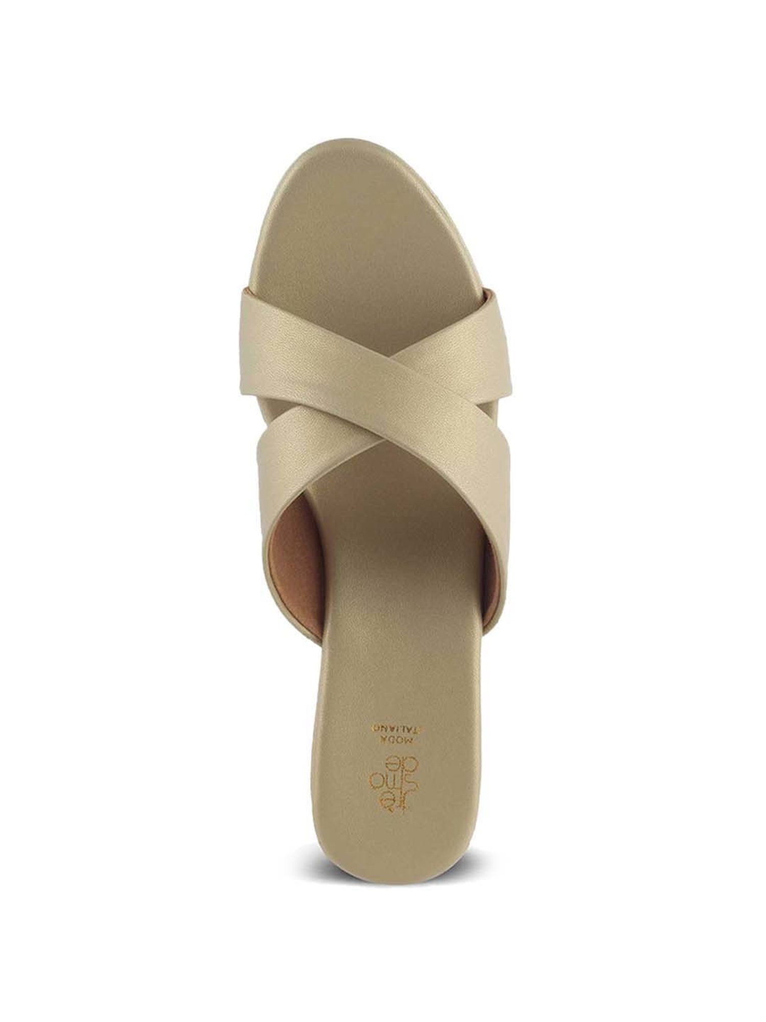 Tresmode Women's Beige Cross Strap Wedges