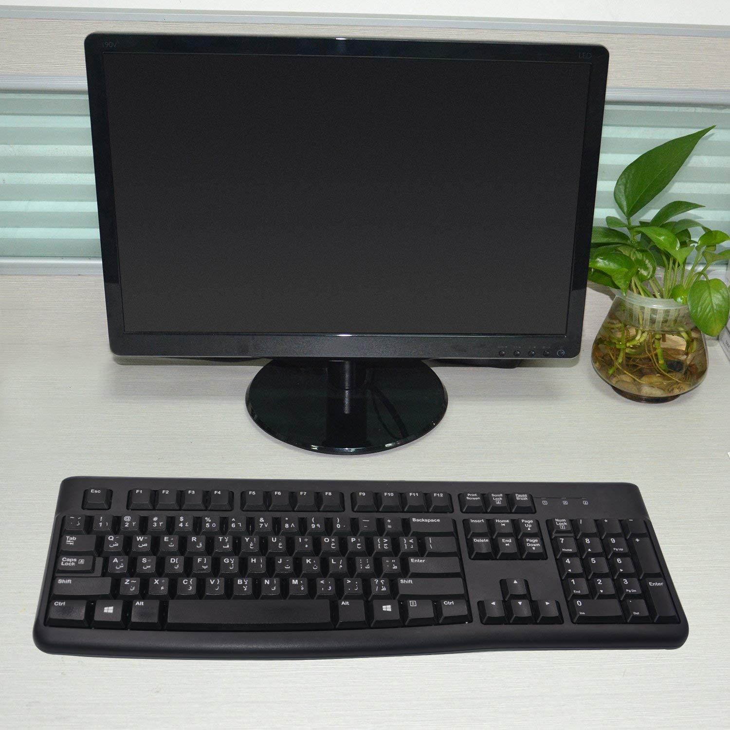 [2PCS PACK] FORITO Arabic Keyboard Stickers, Arabic Keyboard Stickers Black Background with White Lettering for Computer (Arabic)