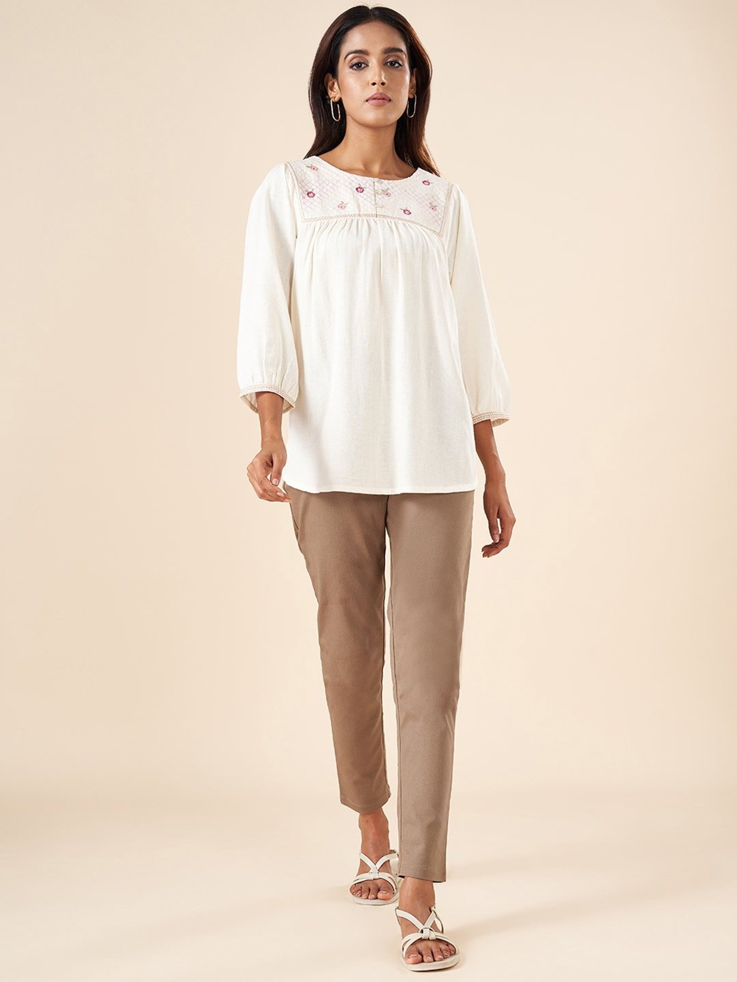 Akkriti by Pantaloons White Embroidered Tunic