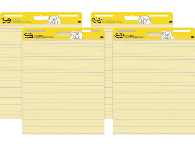 Post-it 561 VAD 4PK Self-Stick Easel Pads, 25 x 30, Yellow, 30 Sheets, 4/Carton