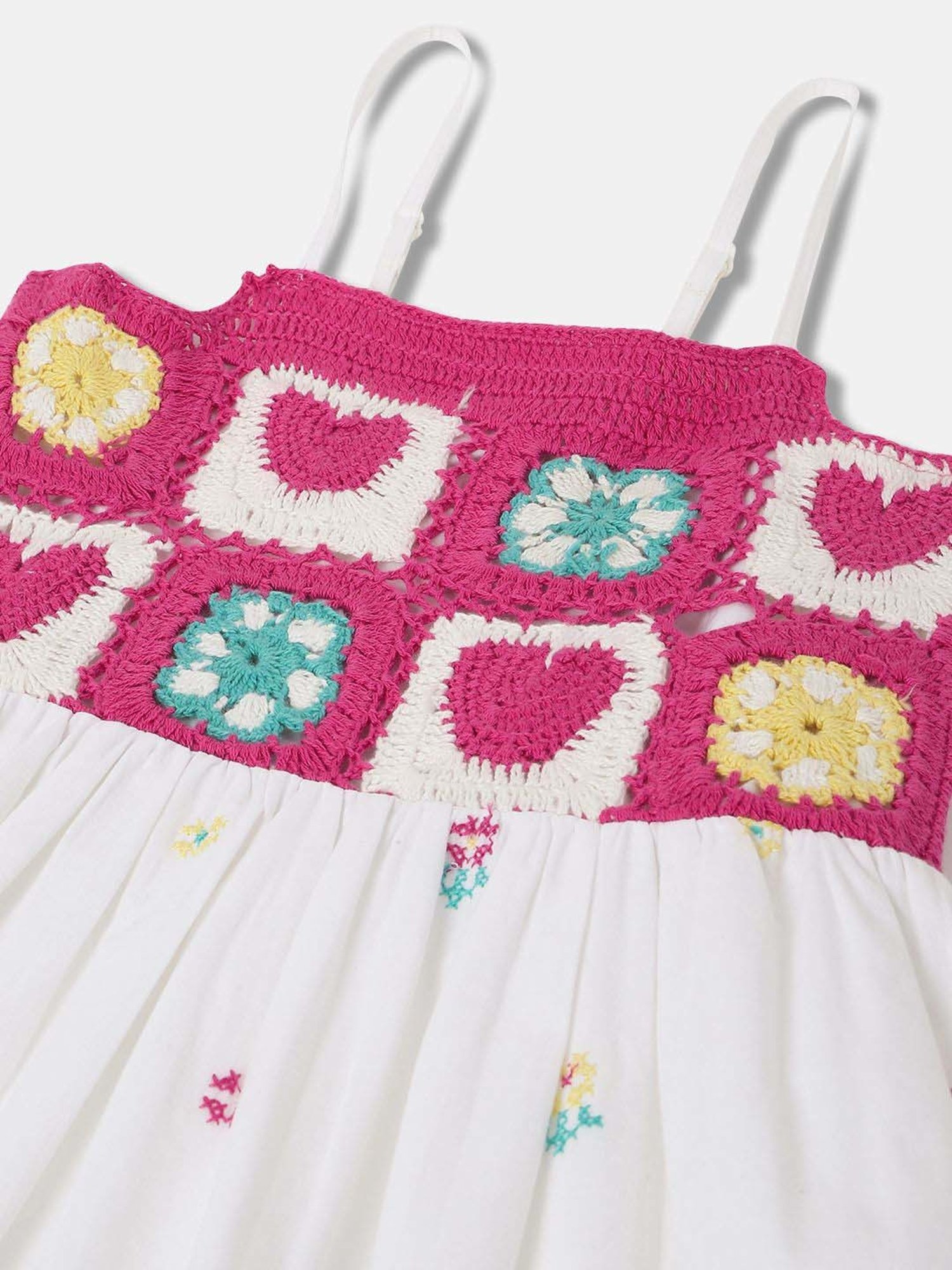 Blue Giraffe Kids White Cotton Dress