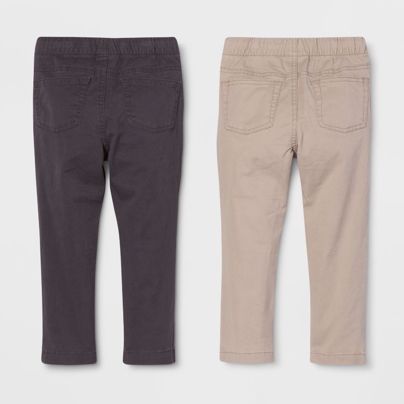 Toddler Boys' Straight Fit 2pk Pull-On Pants - Cat & Jack™ Black/Khaki 18M