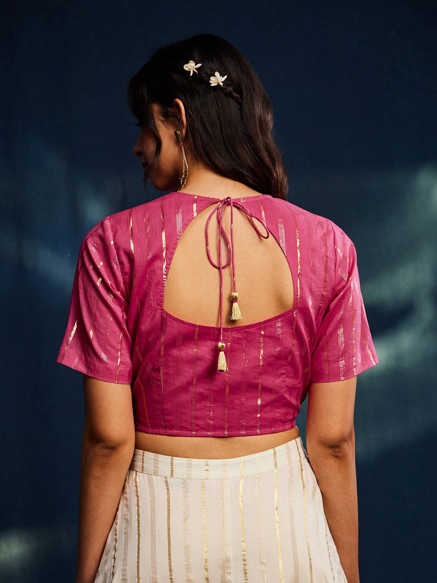 Pink Fort Pink Cotton Striped Blouse