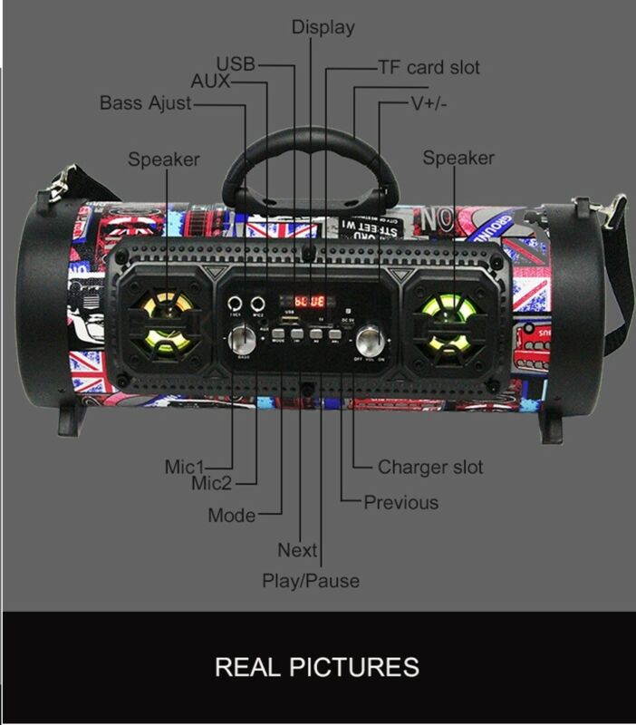 Portable Wireless Bluetooth Speaker Stereo Bass Outdoors Music AUX FM Radio USB