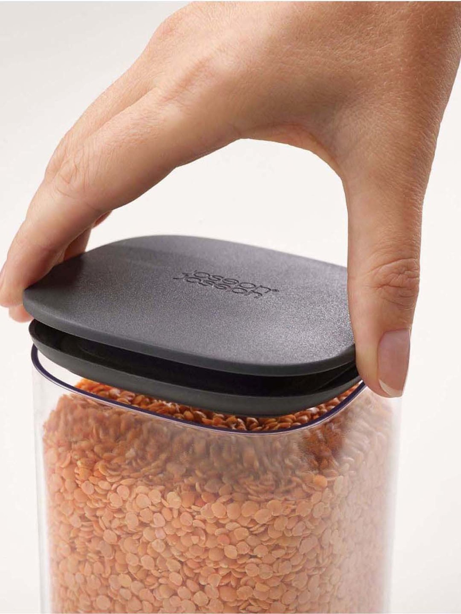 Joseph Joseph Transparent & White Plastic Storage Jar With Stand - Set of 3