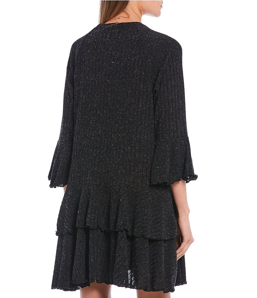Allison & Kelly 3/4 Bell Sleeve Double Hem Rib-Knit Dress