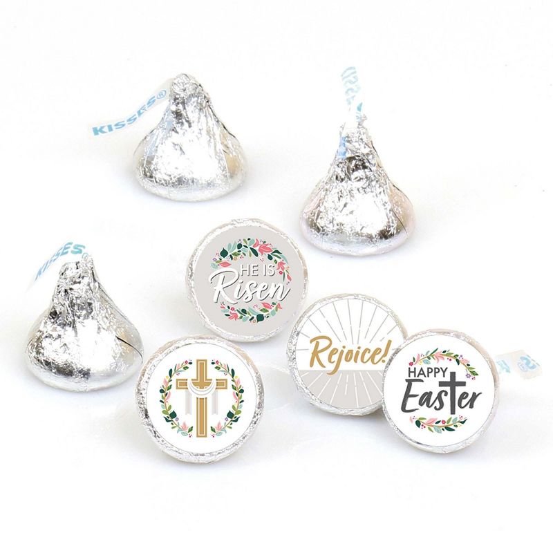 Big Dot of Happiness Religious Easter - Christian Holiday Party Round Candy Sticker Favors - Labels Fit Hershey's Kisses (1 sheet of 108)