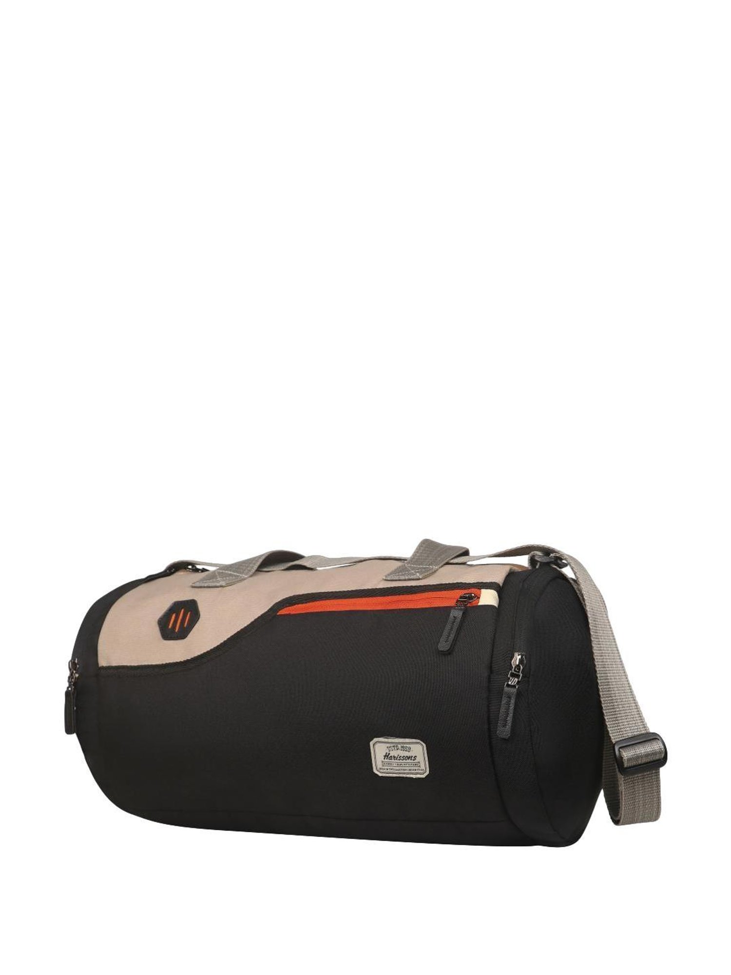 Harissons Casper Black & Camel Polyester Color Block Duffle Bag
