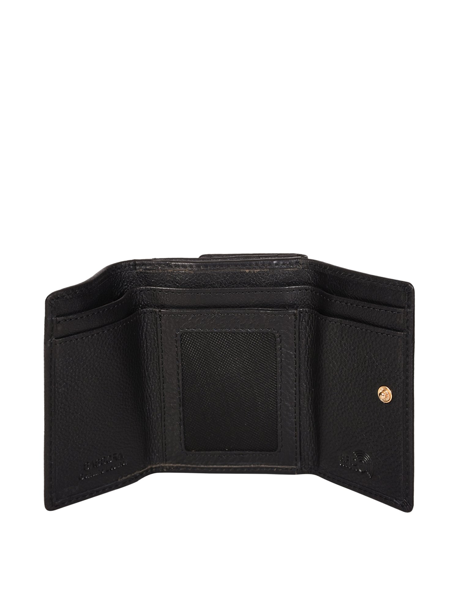 SASSORA Black Solid Rfid Tri-Fold Wallet for Women