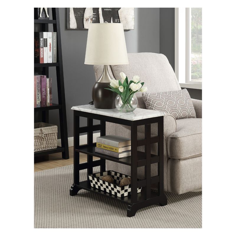 American Heritage Baldwin Chairside Table White Marble/Black - Breighton Home