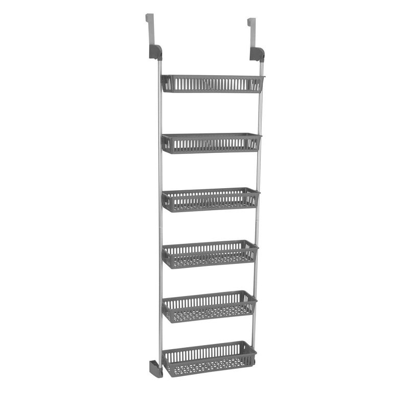 Household Essentials 6 Basket Over-the-Door Storage Rack Gray