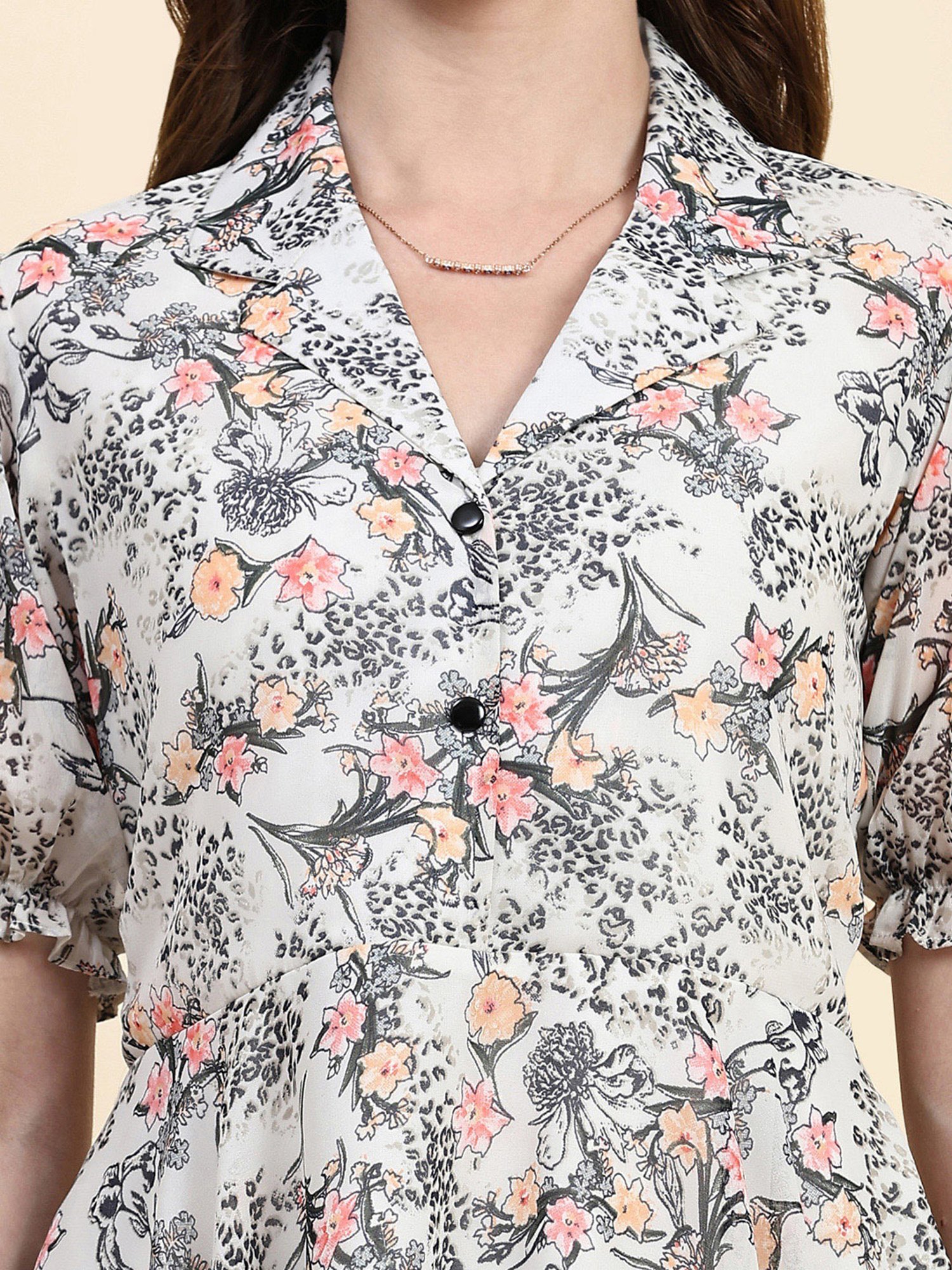 KERI PERRY Grey Printed Top