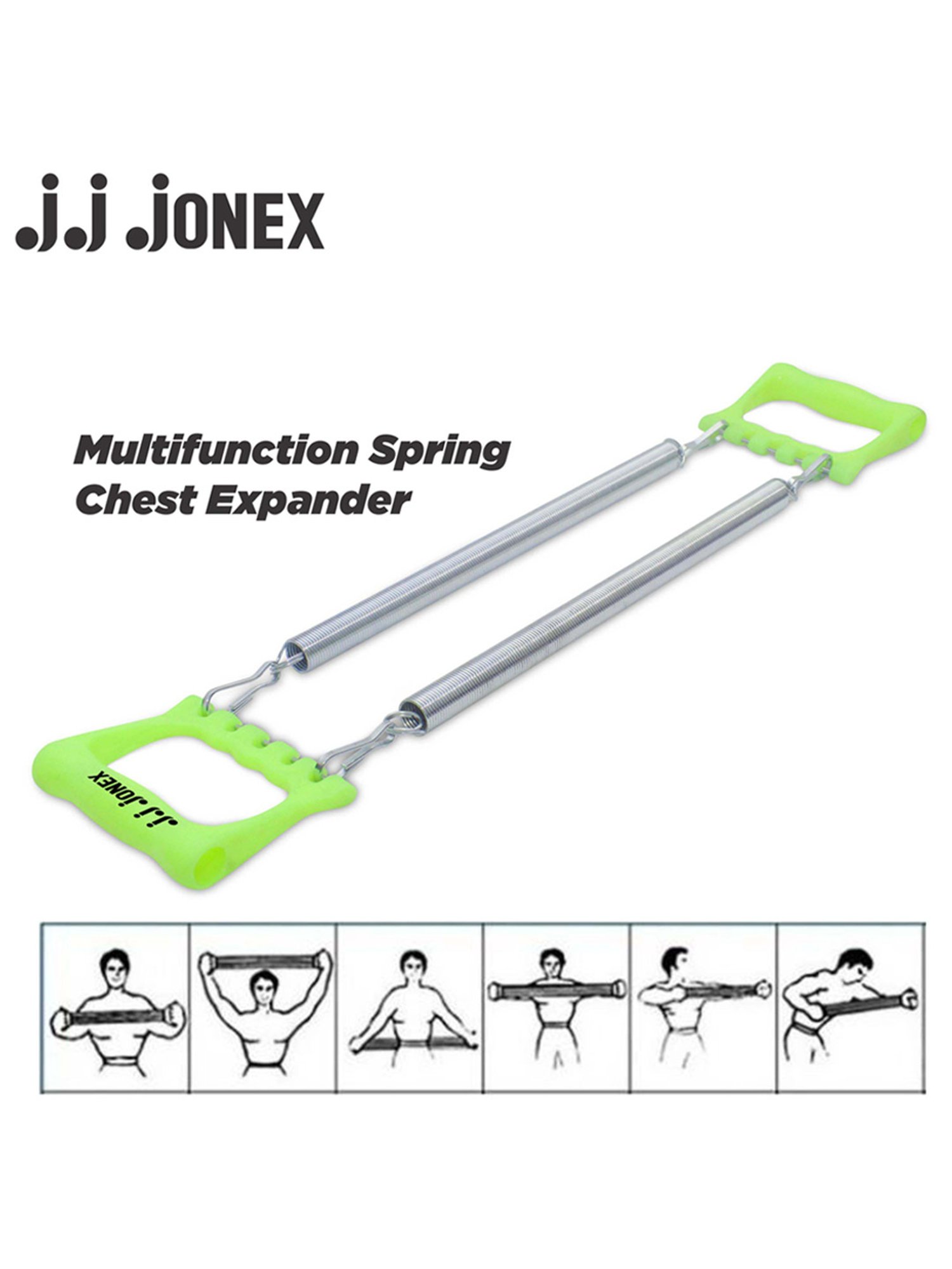 JJ Jonex Professional Gym Exercise Chest Pull Expander Fitness Puller 2 Spring (Green)