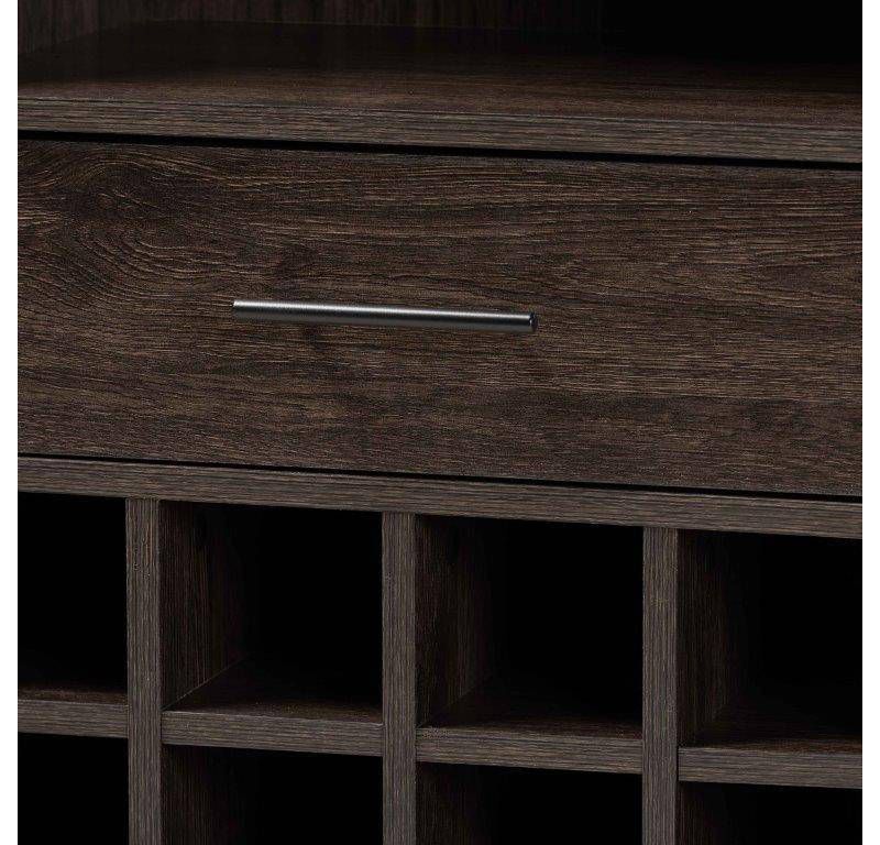 Trenton Wood 1 Drawer Wine Storage Cabinet Brown - Baxton Studio