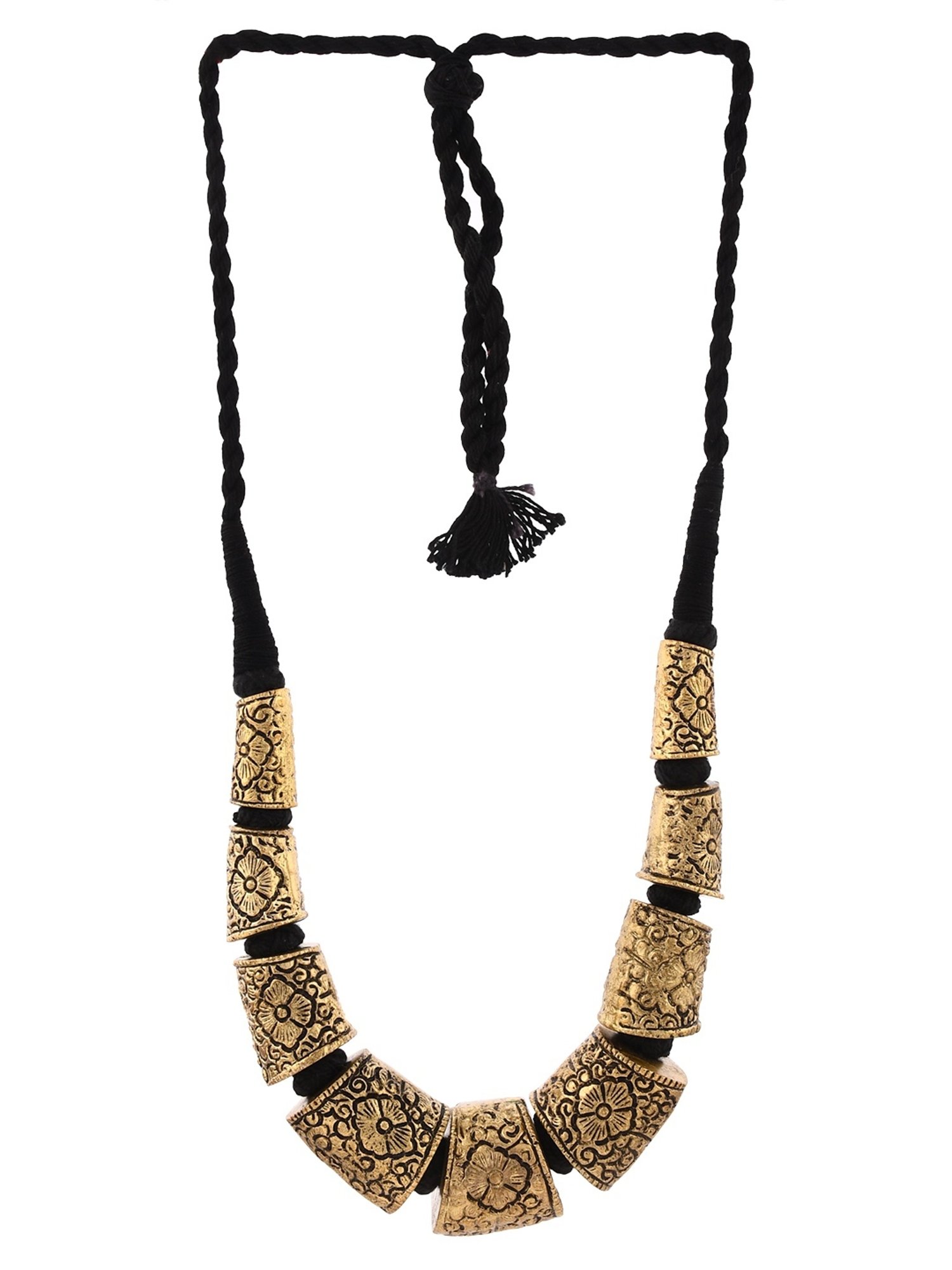 Imli Street Golden Tone Handcrafted Thread Necklace