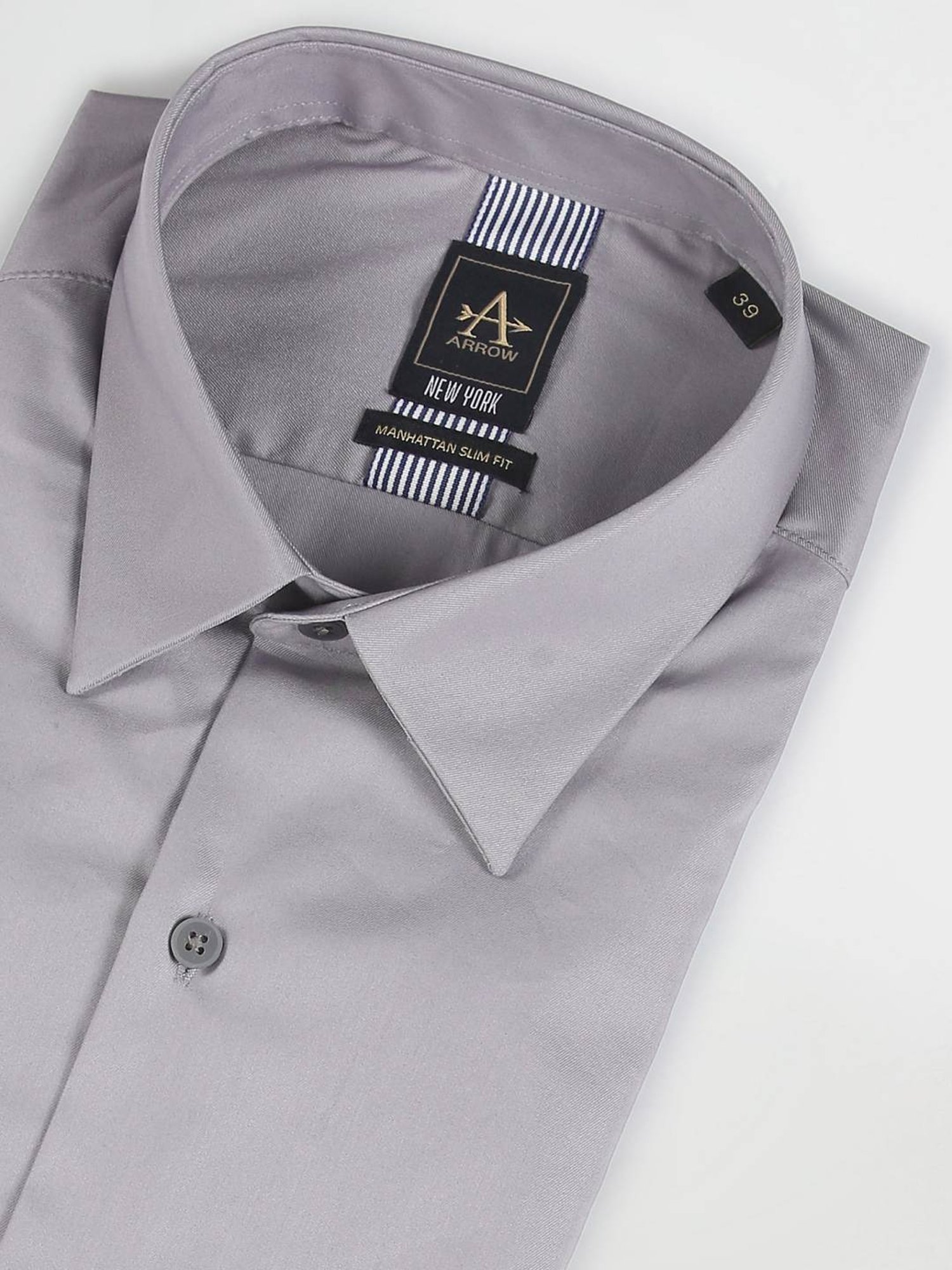 Arrow Newyork Grey Cotton Slim Fit Shirt
