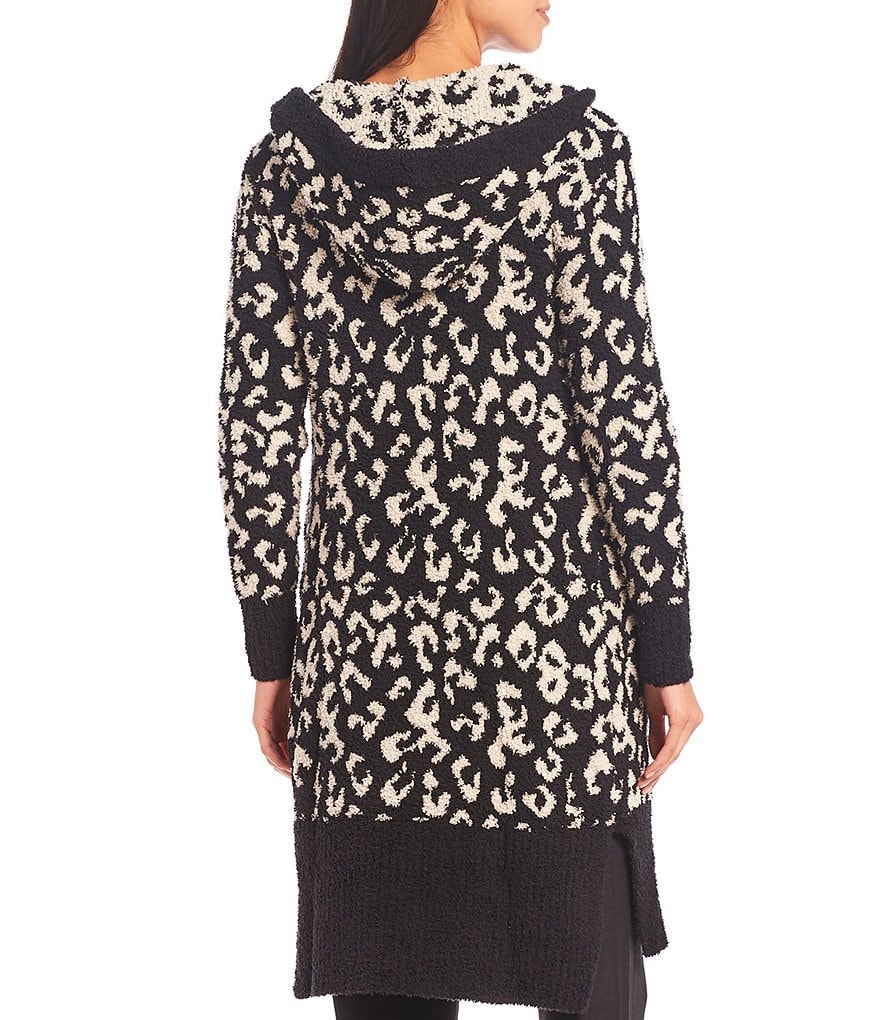 UGG Judith Sweater-Knit Leopard Print Hooded Lounge Cardigan