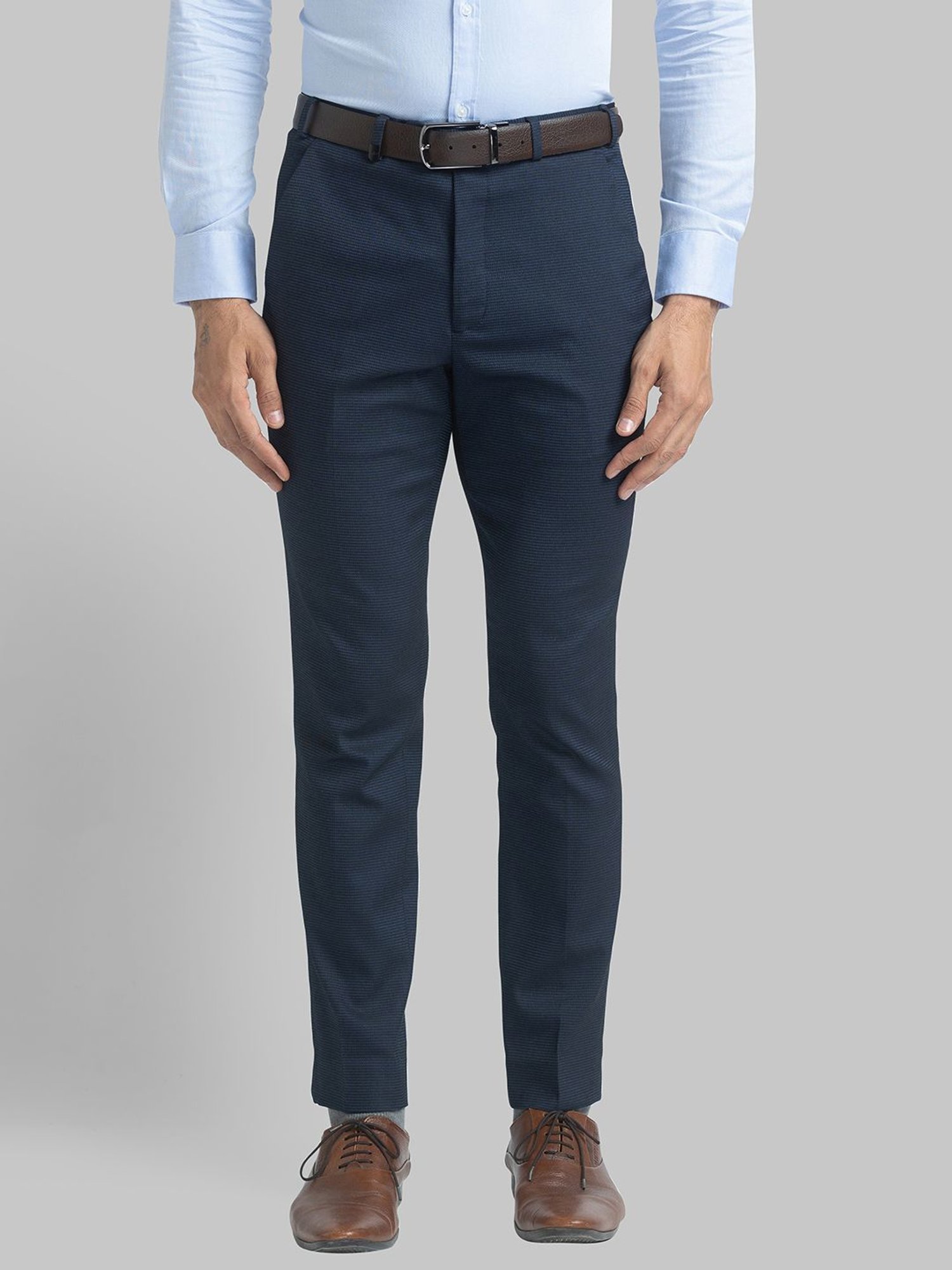 Park Avenue Blue  Regular Fit Trousers