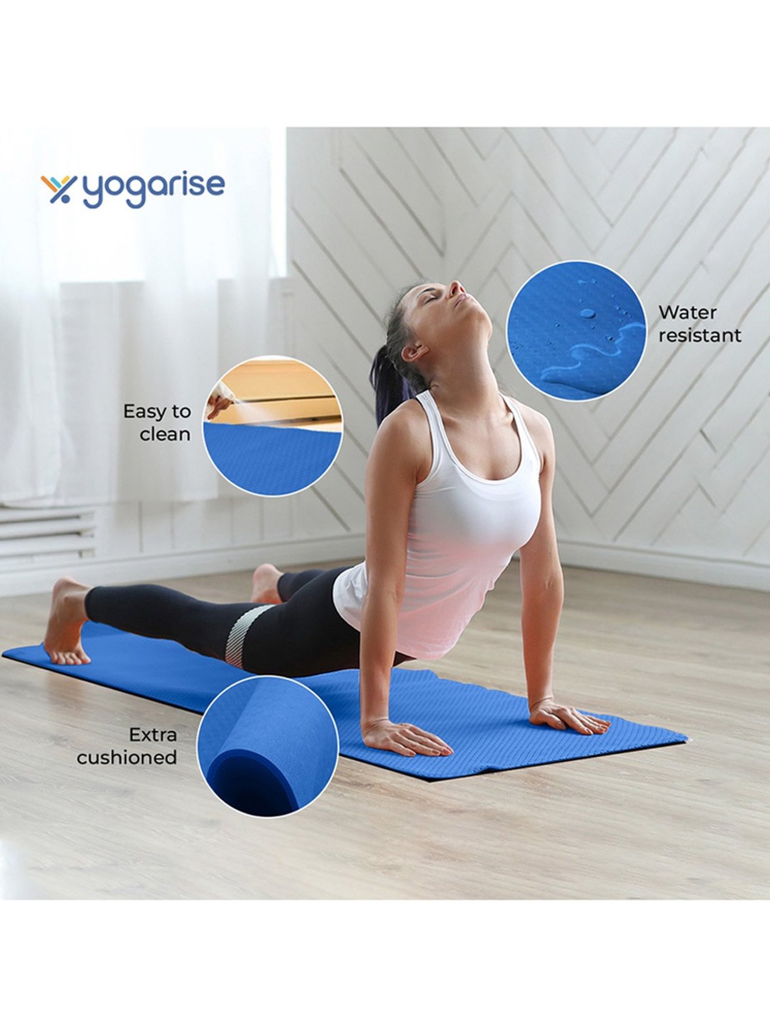 Yogarise Anti-Skid Yoga Mat Combo (Blue) Size - 6mm