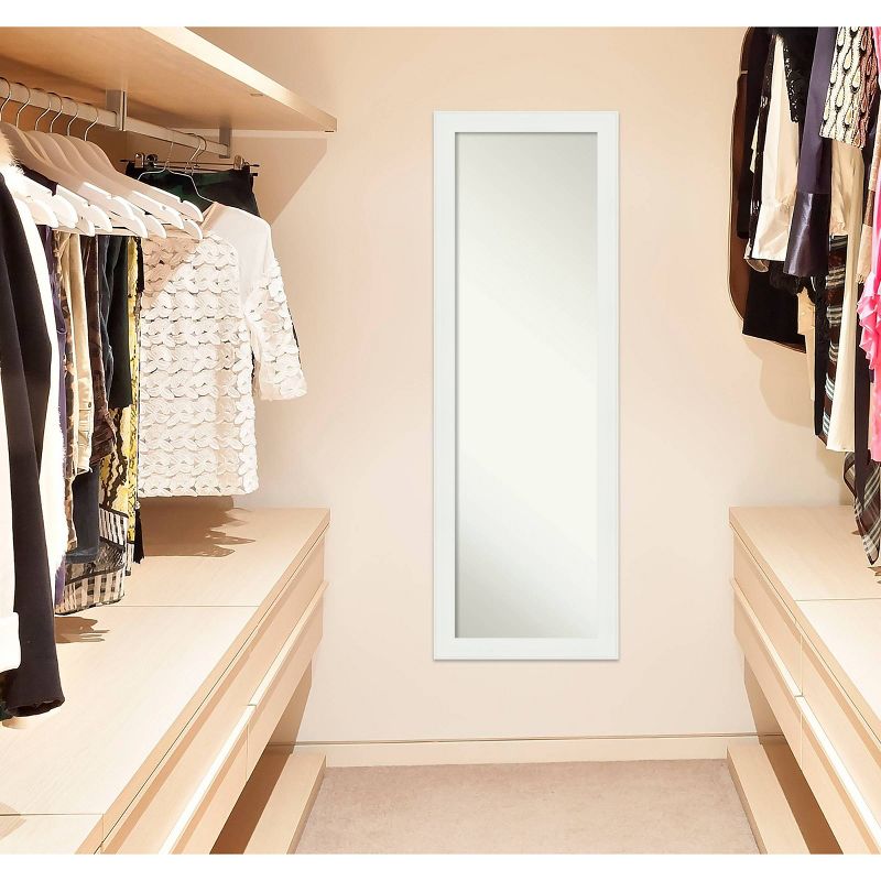 17" x 51" Vanity White Framed On the Door Mirror - Amanti Art