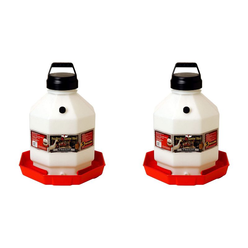 Little Giant PPF5 5 Gallon Automatic Poultry Waterer for Chickens, Red (2 Pack)