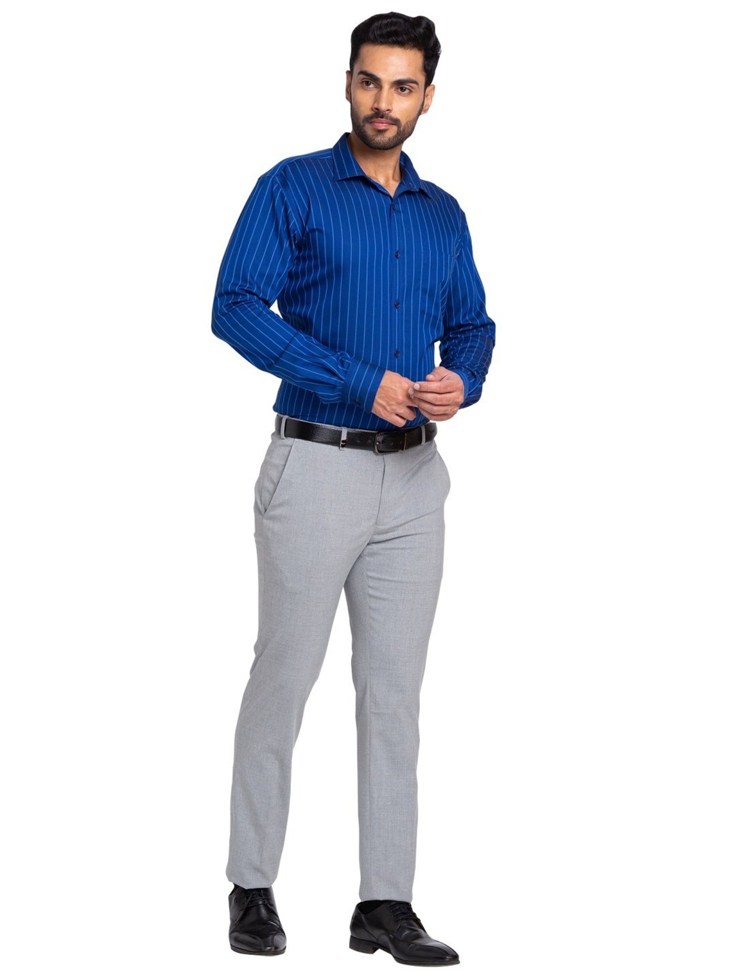 Park Avenue Grey Super Slim Fit Texture Trousers