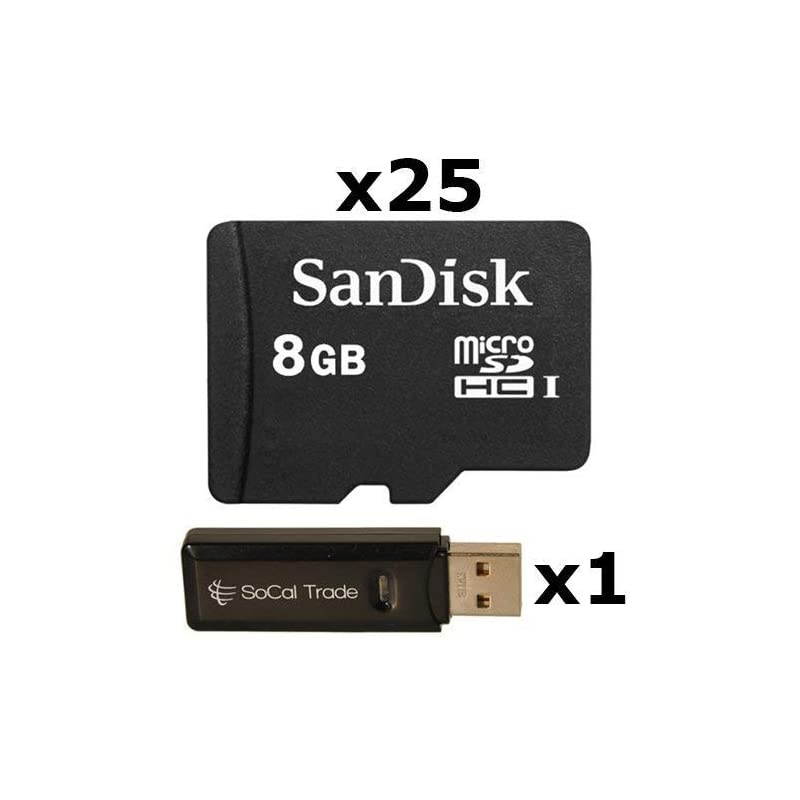 25 PACK  8GB MicroSD HC Memory Card SDSDQAB008G Bulk Packaging LOT OF 25 with USB 20 MicoSD SD Memory Card Reader