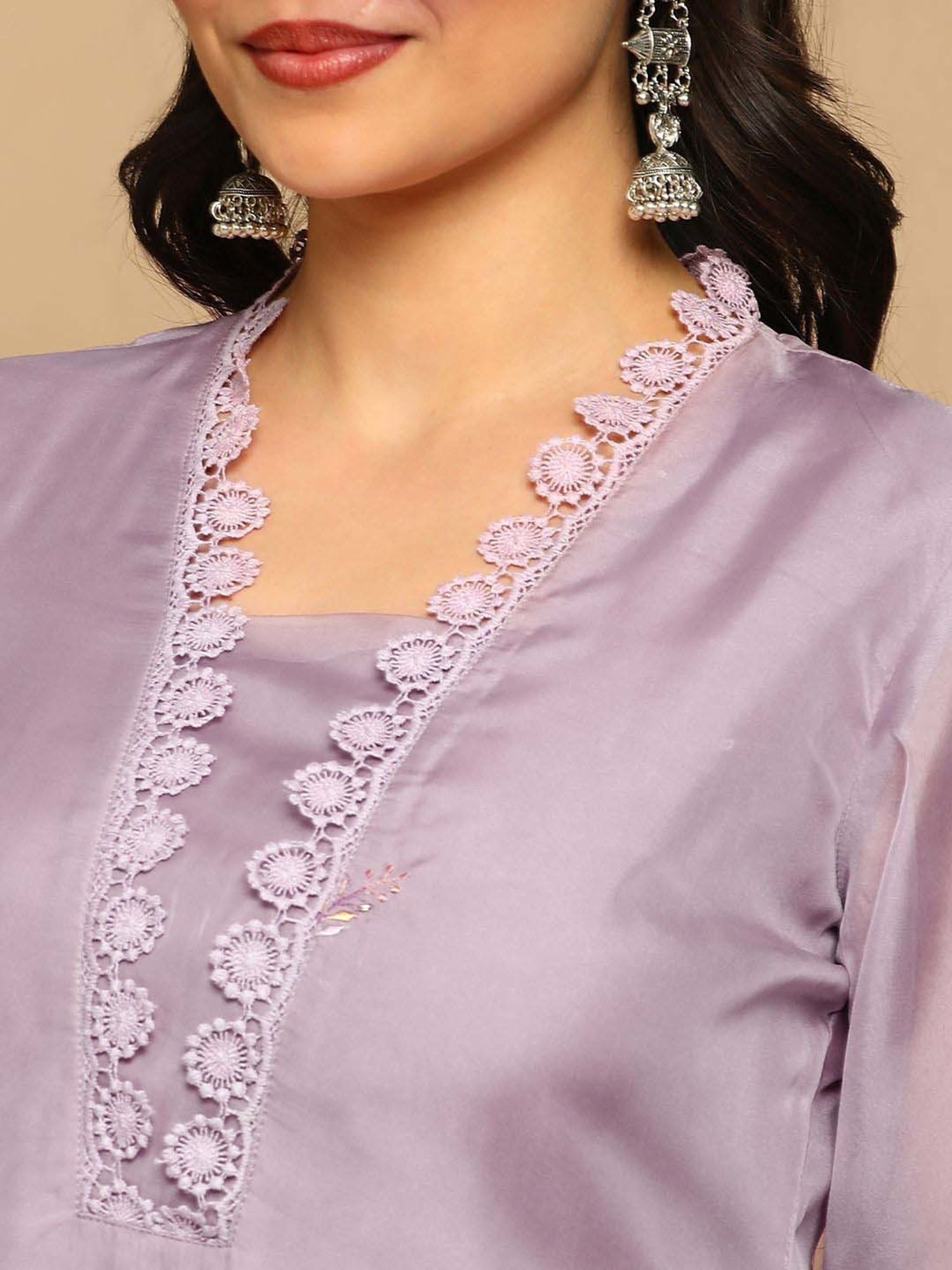 Heeposh Purple Embroidered Kurta Pant Set With Dupatta