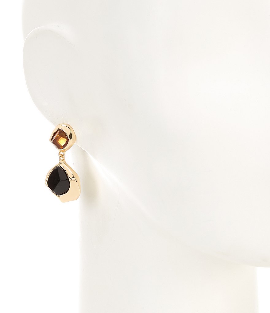 Double Stone Drop Earrings
