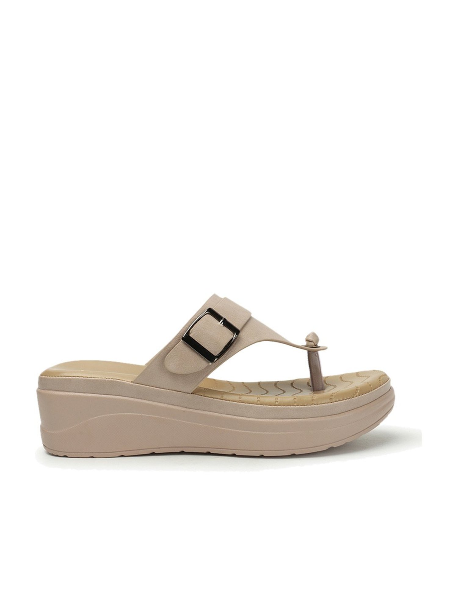 Iconics Women's Beige Thong Wedges