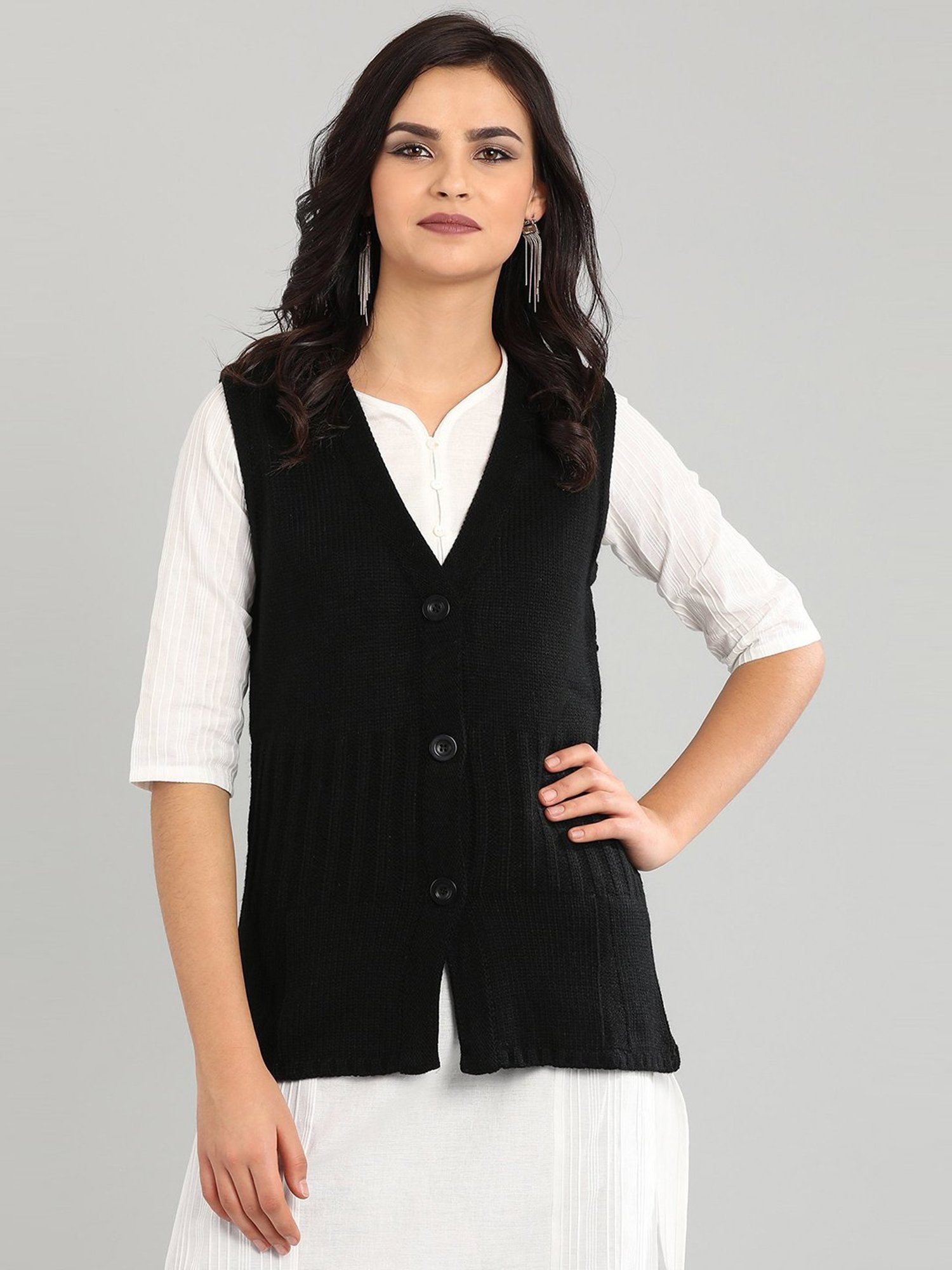 Aurelia Black Regular Fit Cardigan
