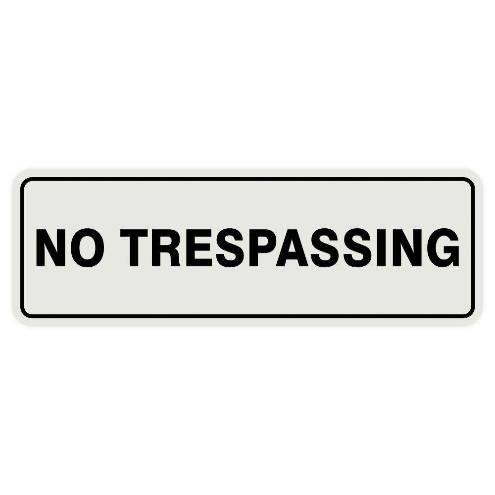 All Quality Standard NO TRESPASSING Door/Wall Sign - Lt Gray - Large