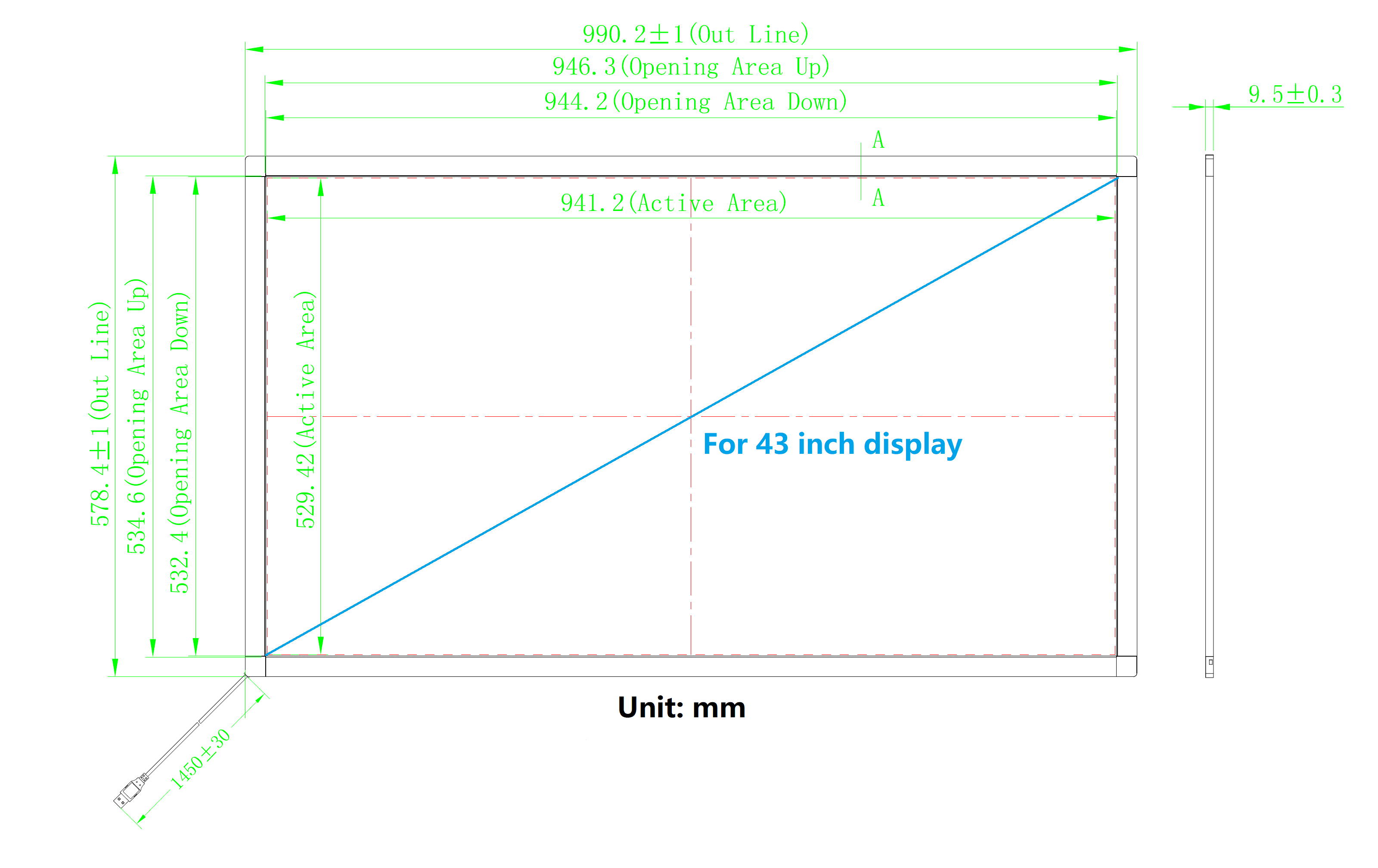 43 Inch 10 Points Infrared IR Multi Touch Screen Overlay Frame Panel USB Free Driver