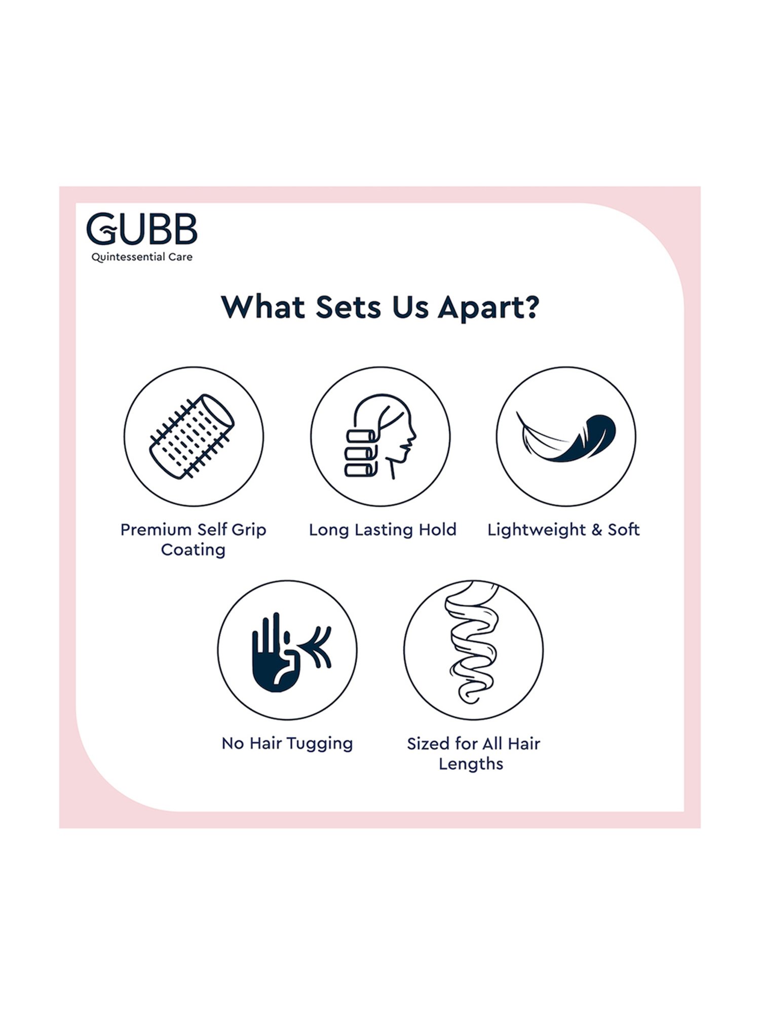 GUBB Hair Rollers for Hair Curling - 6 Medium Hair Curlers