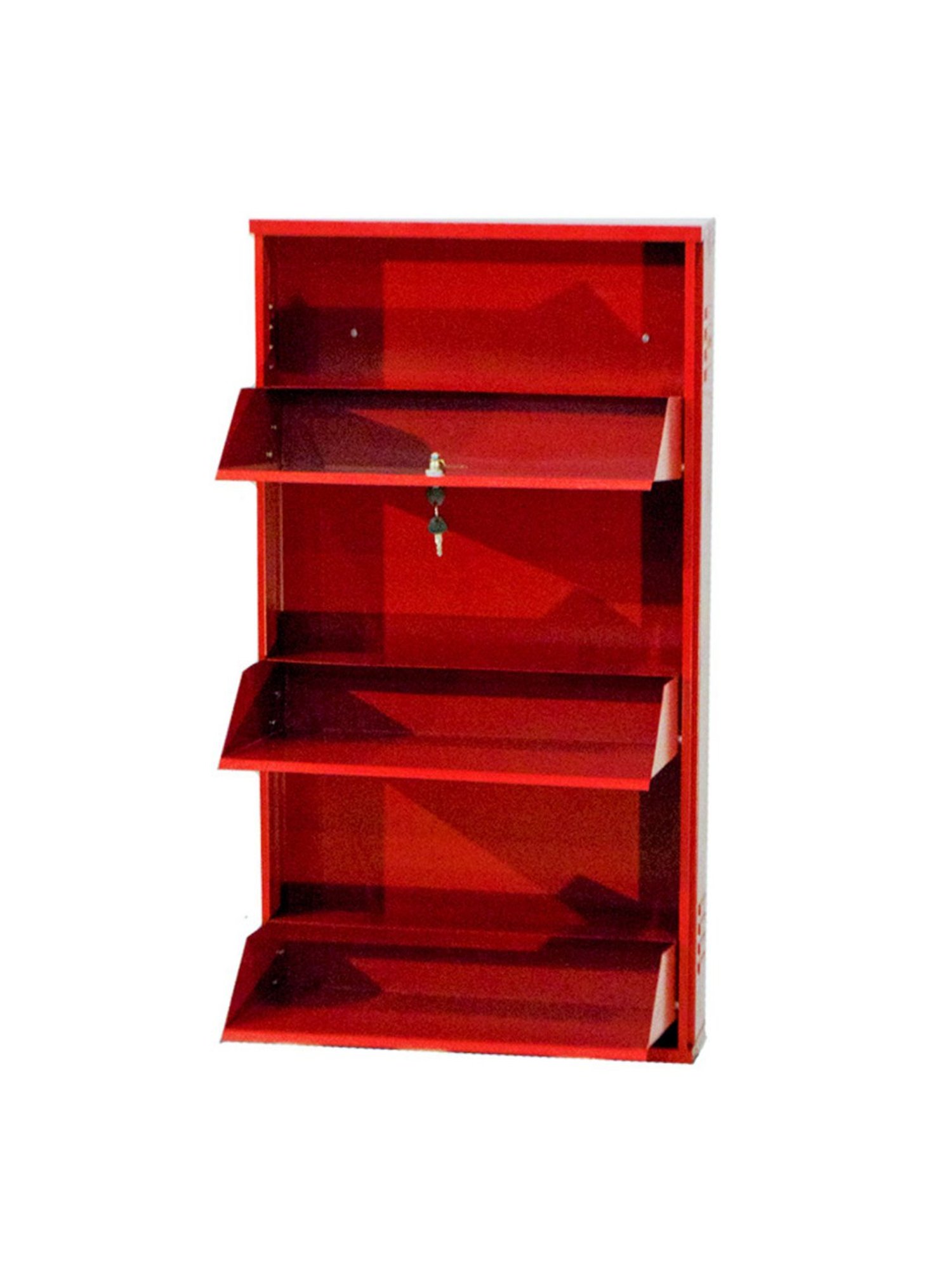 Delite Kom Metal Shoe Rack - 20" 3 Shelf, Brick Red, PowderCoat, Wall Mount, DIY
