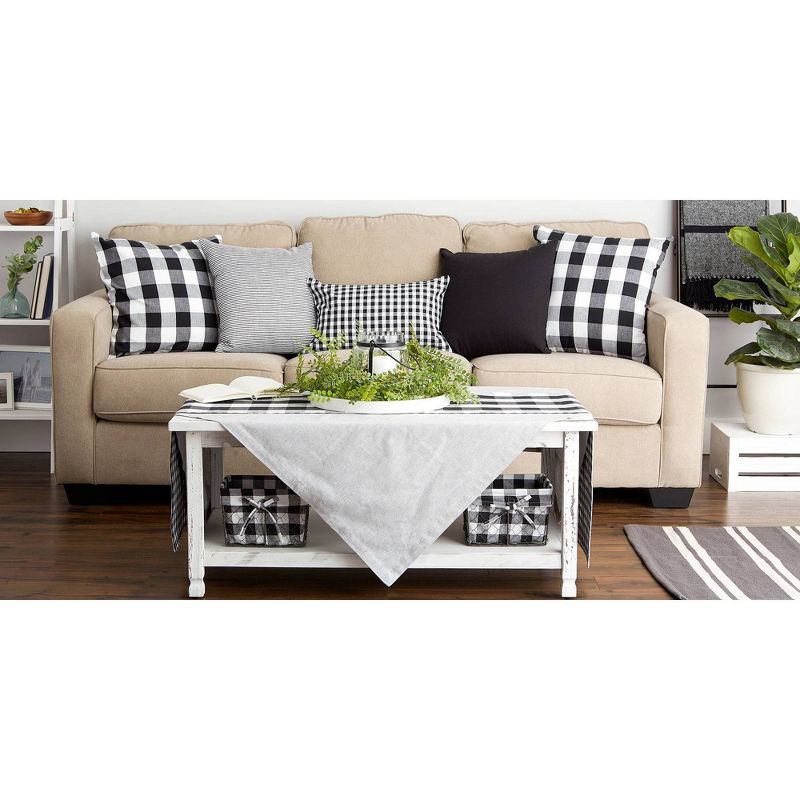 2pk 20"x20" Oversize Gingham Square Throw Pillow Covers Black/White - Design Imports