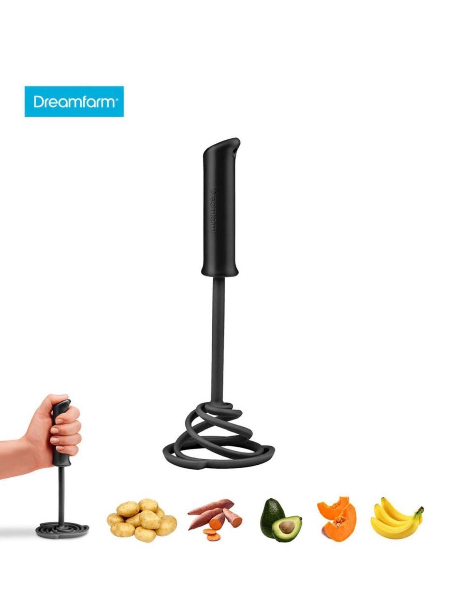 Dreamfarm Black Medium Smood Lite Onehanded Vegetable & Potato Masher