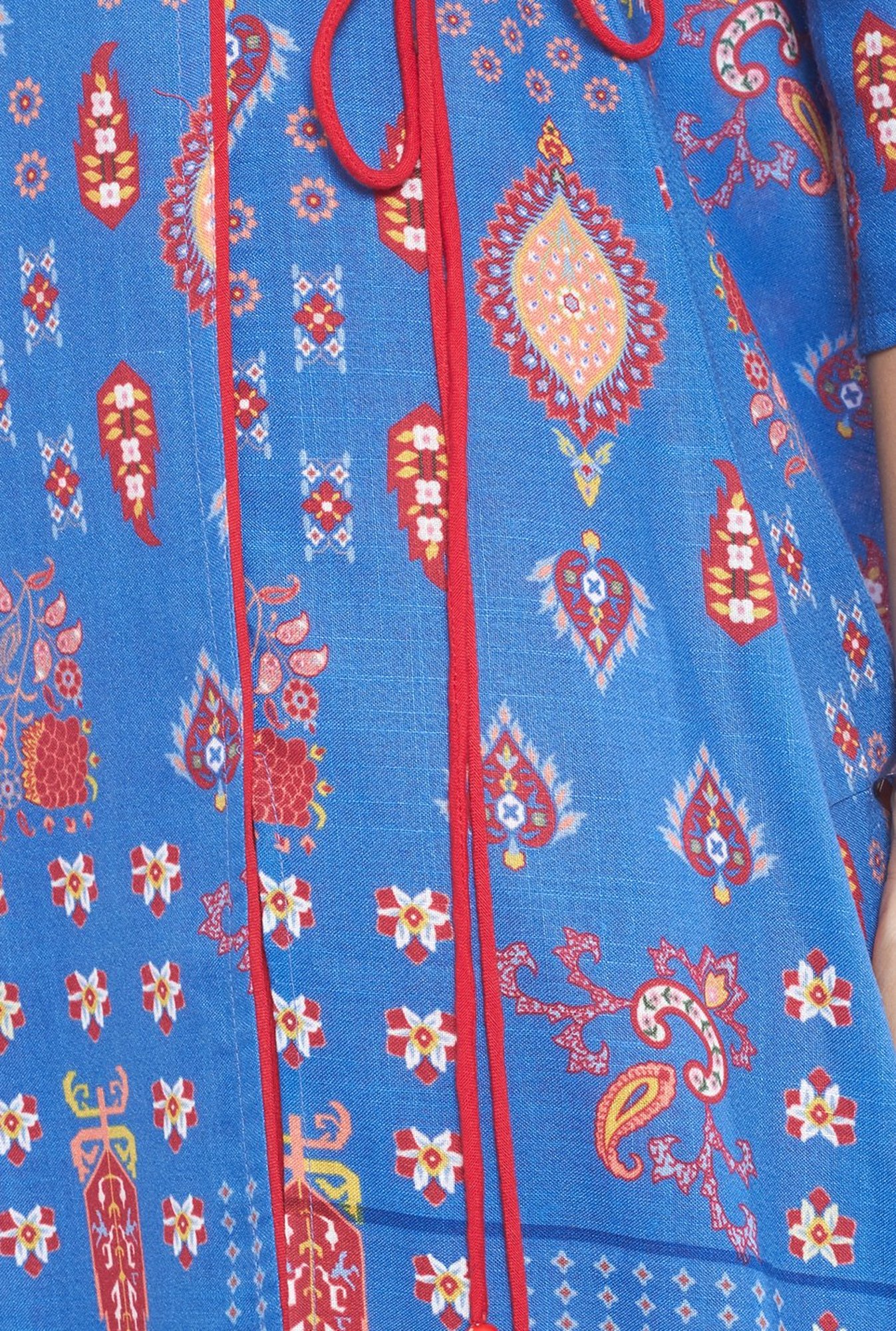 Fusion Beats Blue Printed A Line Kurti