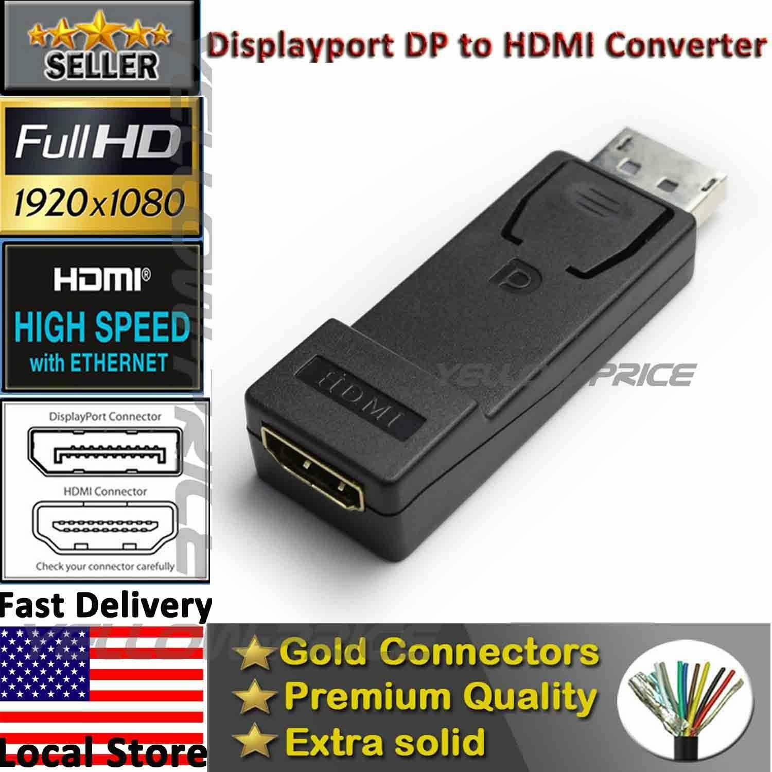 Premium DisplayPort DP to HDMI Converter Adapter with Audio+6FT HDMI Cable 1080P