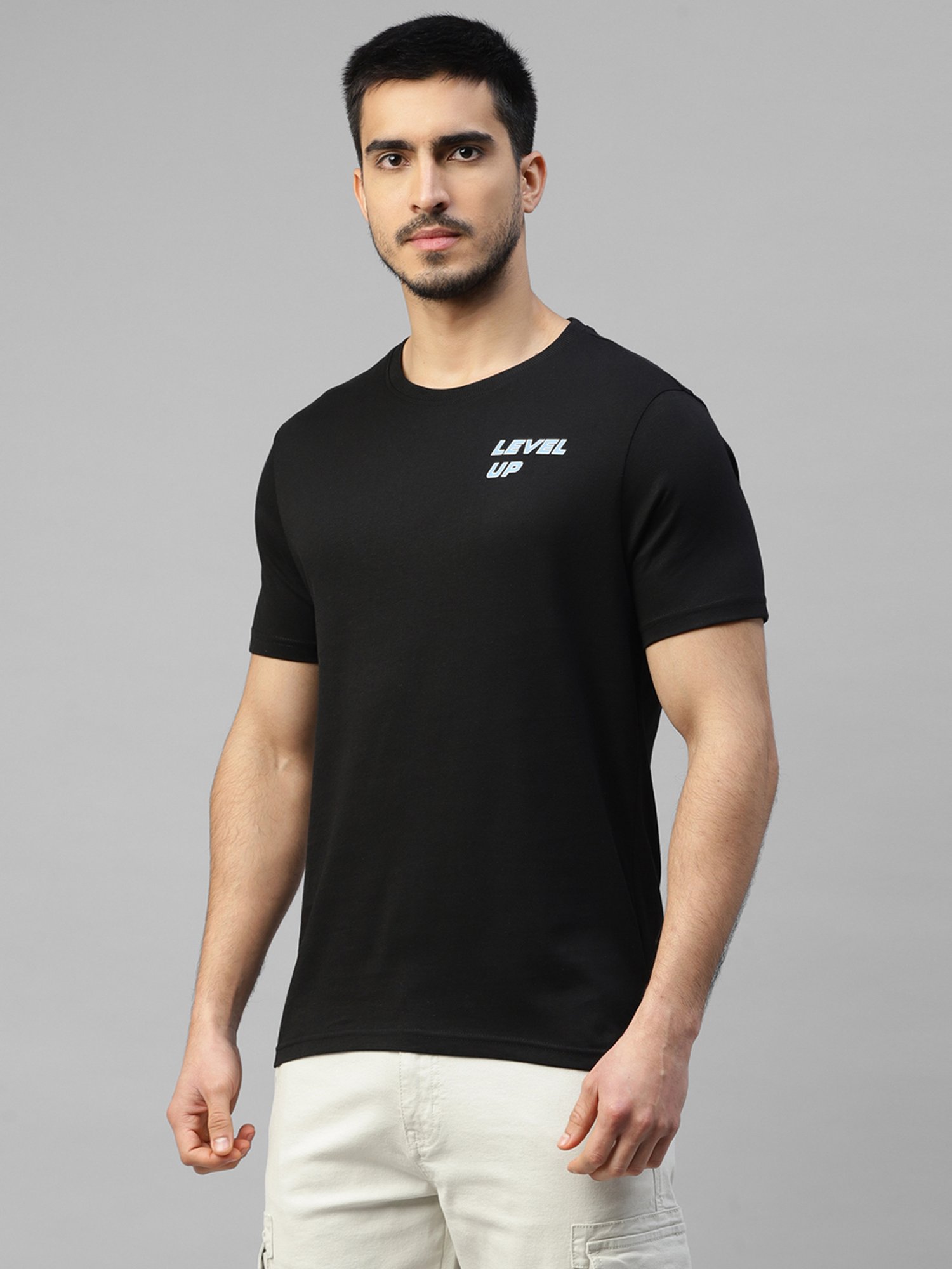 Royal Enfield LEVEL UP GLOW Black Regular Fit Printed Crew T-Shirt