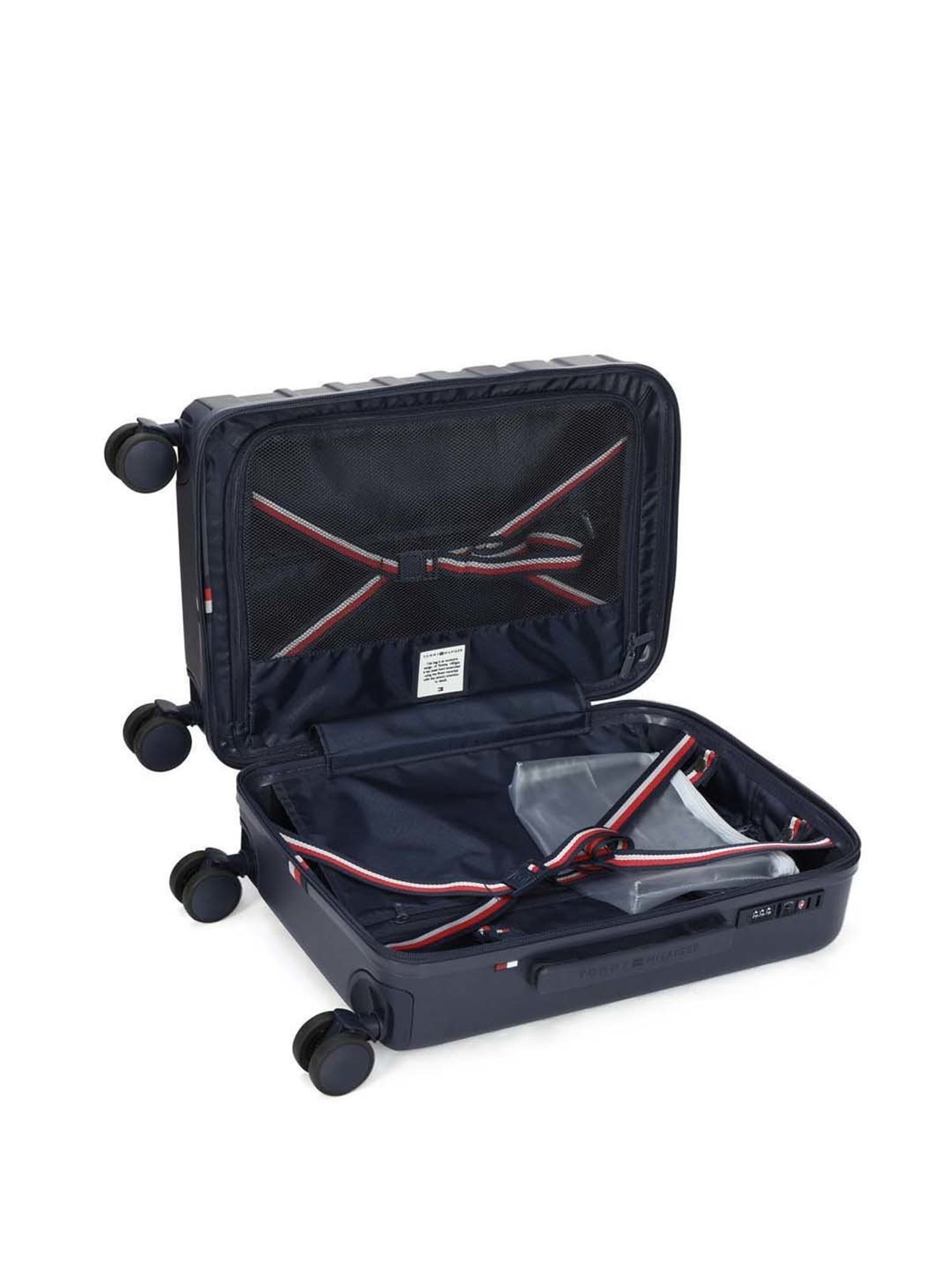 Tommy Hilfiger Navy 8 Wheel Large Hard Cabin Trolley - 49 cm