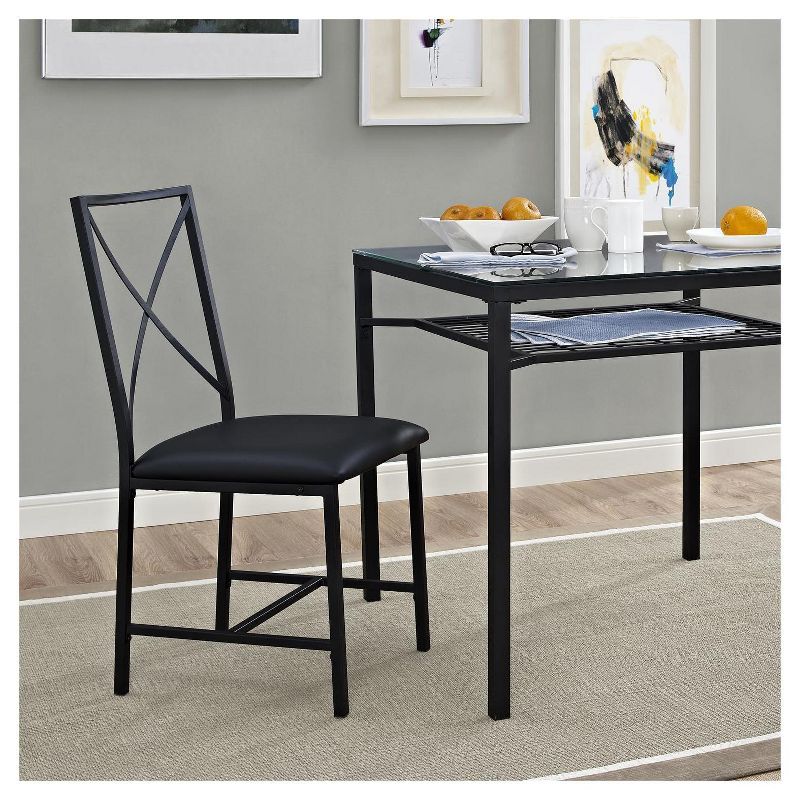 3pc Metal and Glass Dining Set Black - Dorel Living