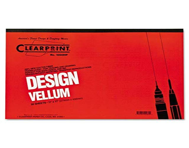 Clearprint 10001416 Design Vellum Paper, 16lb, White, 11 x 17, 50 Sheets/Pad (CHA10001416)