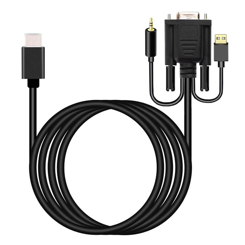 HDMI to VGA Adapter Cable HDMI Male to VGA Female 1080P Video Cable Audio Converter 2M