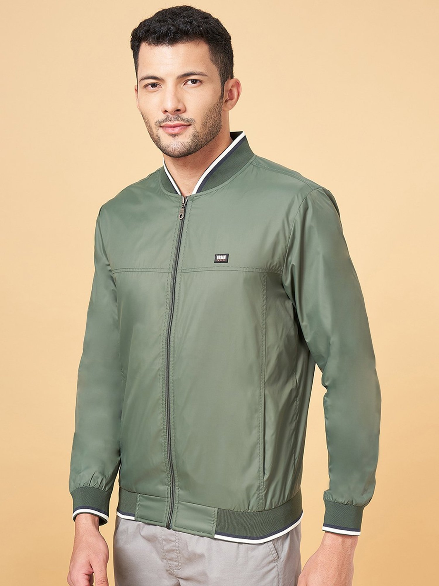 Urban Ranger by Pantaloons Olive Regular Fit Bomber Jacket