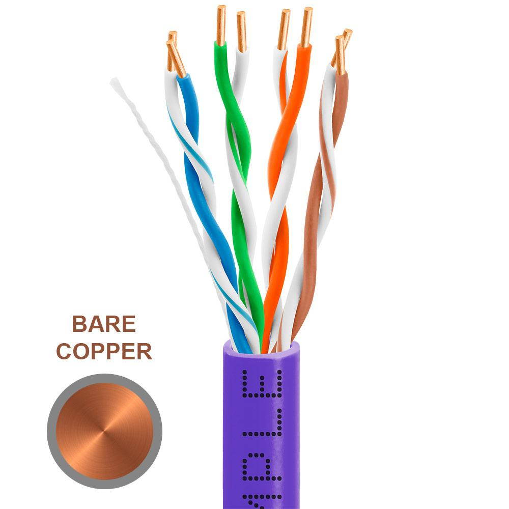 Cmple - Cat-5E Bulk Cable 350MHz UTP 24AWG Bare Copper CMR Rated 1000FT Purple